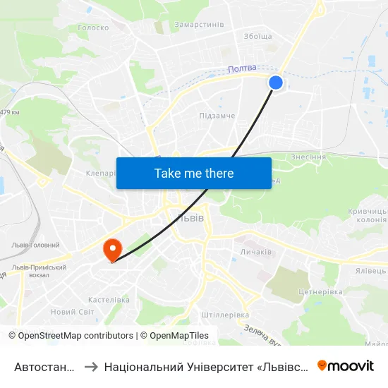 Автостанція №2 to Національний Університет «Львівська Політехніка» map