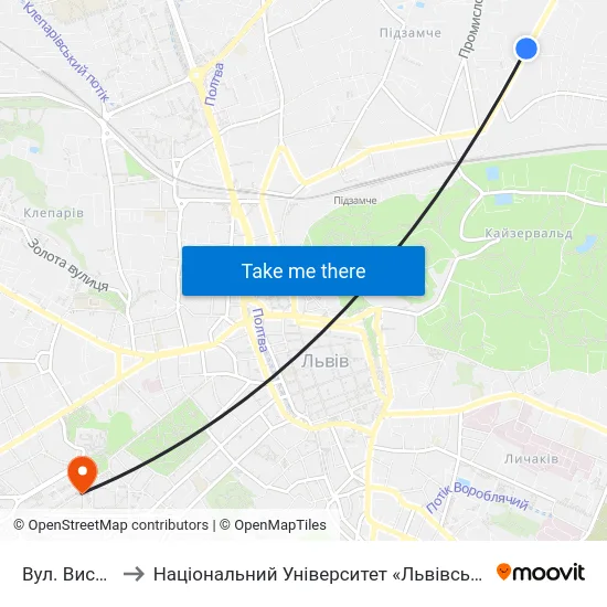 Вул. Височана to Національний Університет «Львівська Політехніка» map