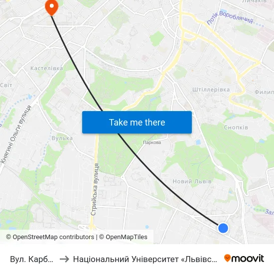 Вул. Карбишева to Національний Університет «Львівська Політехніка» map