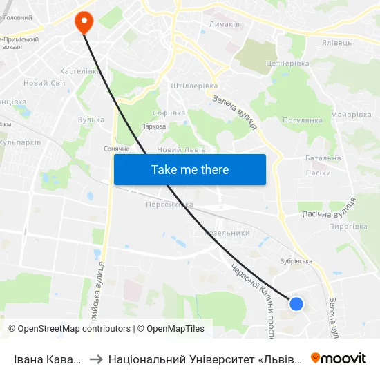 Івана Кавалерідзе to Національний Університет «Львівська Політехніка» map