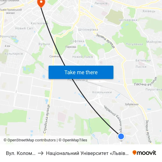 Вул. Коломийська to Національний Університет «Львівська Політехніка» map