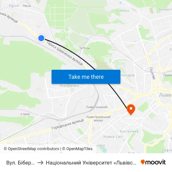 Вул. Біберовича to Національний Університет «Львівська Політехніка» map