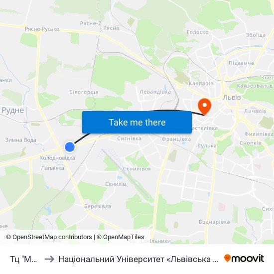 Тц "Metro" to Національний Університет «Львівська Політехніка» map