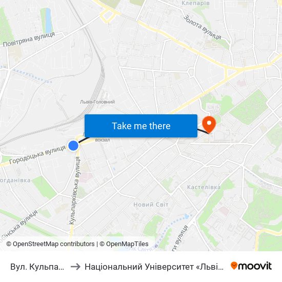 Вул. Кульпарківська to Національний Університет «Львівська Політехніка» map