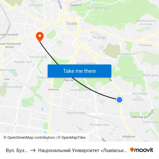 Вул. Бузкова to Національний Університет «Львівська Політехніка» map