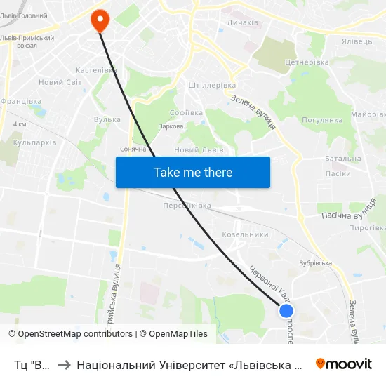 Тц "Вам" to Національний Університет «Львівська Політехніка» map