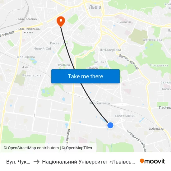 Вул. Чукаріна to Національний Університет «Львівська Політехніка» map