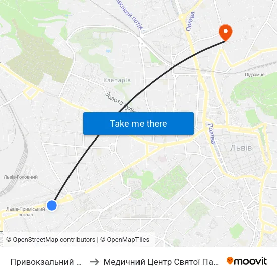 Привокзальний Ринок to Медичний Центр Святої Параскеви map