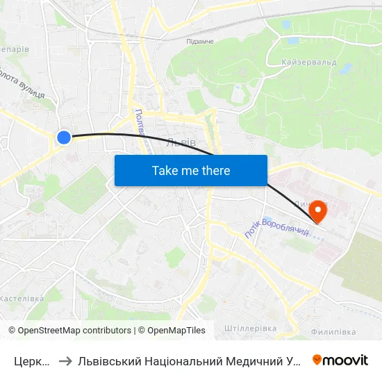 Церква Анни to Львівський Національний Медичний Університет Імені Данила Галицького map
