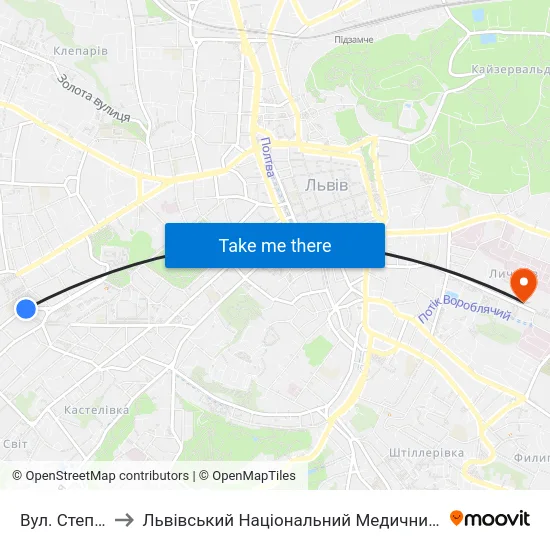 Вул. Степана Бандери to Львівський Національний Медичний Університет Імені Данила Галицького map
