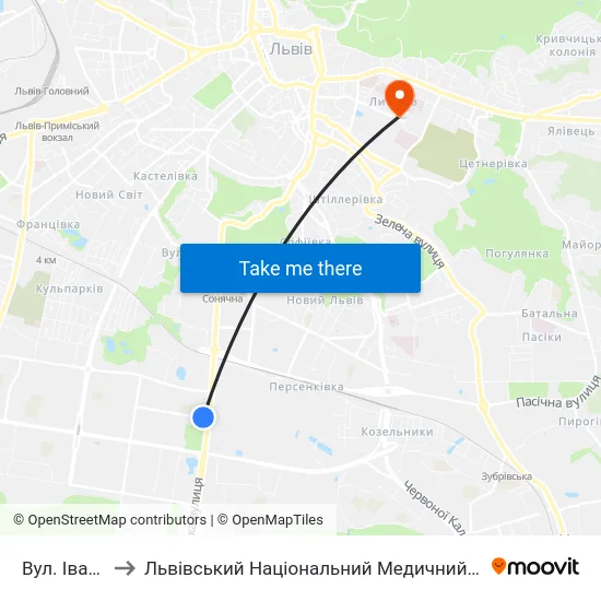 Вул. Івана Рубчака to Львівський Національний Медичний Університет Імені Данила Галицького map