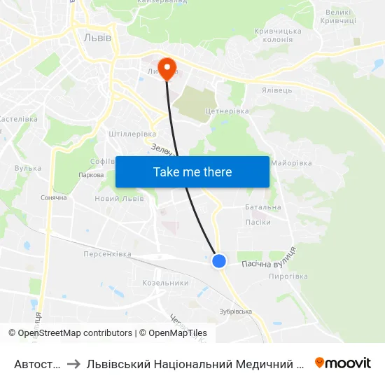 Автостанція №5 to Львівський Національний Медичний Університет Імені Данила Галицького map