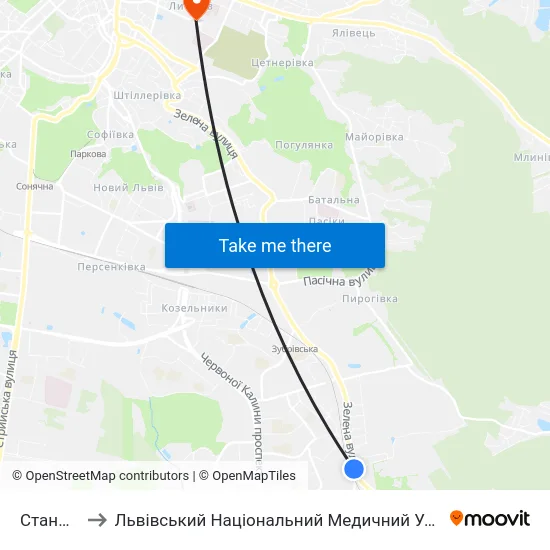 Станція Сихів to Львівський Національний Медичний Університет Імені Данила Галицького map