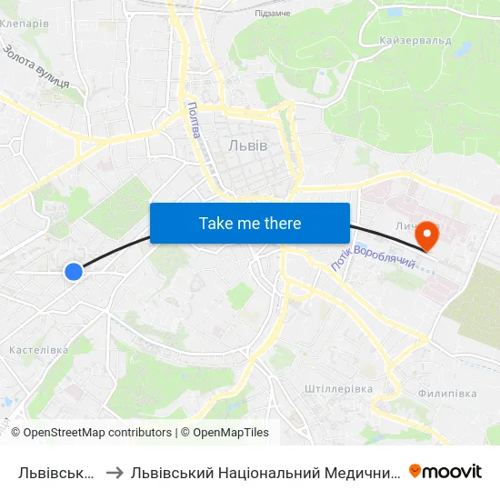 Львівська Політехніка to Львівський Національний Медичний Університет Імені Данила Галицького map