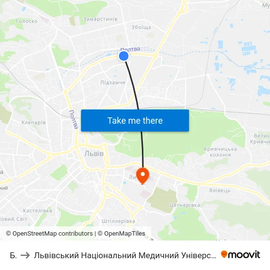 Бті to Львівський Національний Медичний Університет Імені Данила Галицького map