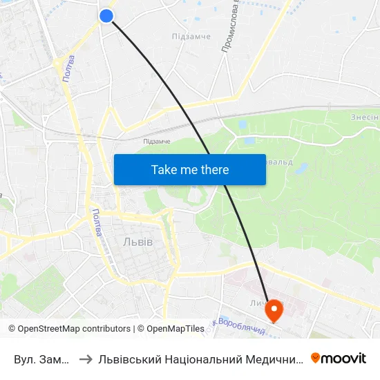 Вул. Замарстинівська to Львівський Національний Медичний Університет Імені Данила Галицького map