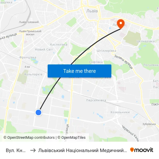 Вул. Княгині Ольги to Львівський Національний Медичний Університет Імені Данила Галицького map