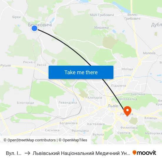 Вул. Івасюка to Львівський Національний Медичний Університет Імені Данила Галицького map