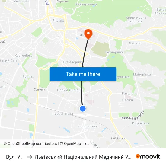 Вул. Угорська to Львівський Національний Медичний Університет Імені Данила Галицького map