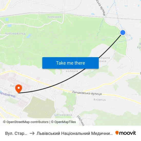 Вул. Старознесенська to Львівський Національний Медичний Університет Імені Данила Галицького map