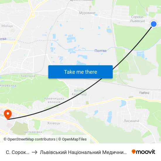 С. Сороки-Львівські to Львівський Національний Медичний Університет Імені Данила Галицького map