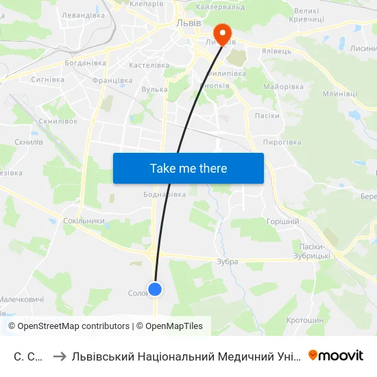 С. Солонка to Львівський Національний Медичний Університет Імені Данила Галицького map