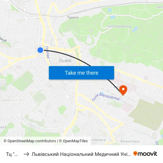 Тц "Магнус" to Львівський Національний Медичний Університет Імені Данила Галицького map