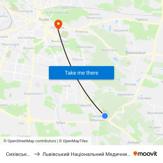 Сихівське Кладовище to Львівський Національний Медичний Університет Імені Данила Галицького map
