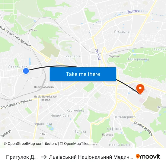 Притулок Для Неповнолітніх to Львівський Національний Медичний Університет Імені Данила Галицького map