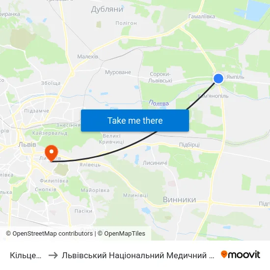 Кільцева Дорога to Львівський Національний Медичний Університет Імені Данила Галицького map