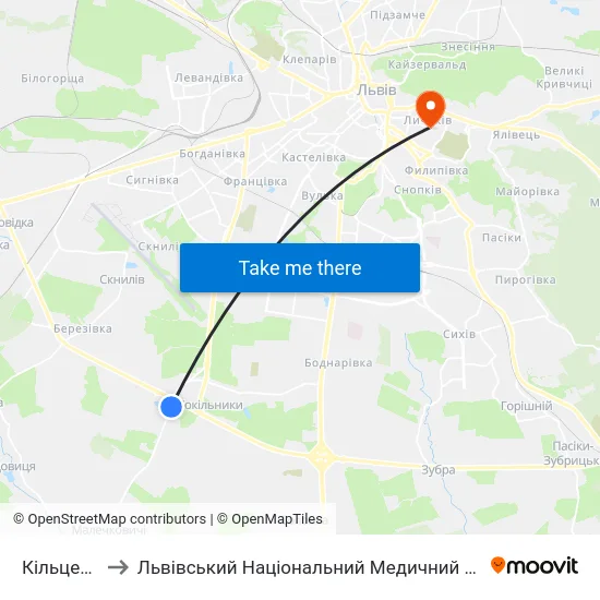 Кільцева Дорога to Львівський Національний Медичний Університет Імені Данила Галицького map