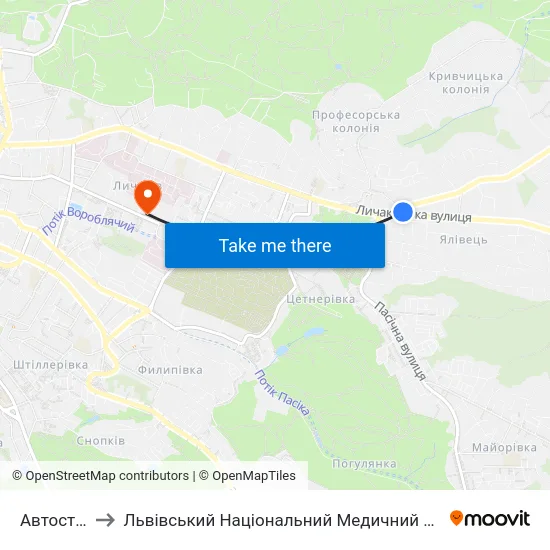 Автостанція №6 to Львівський Національний Медичний Університет Імені Данила Галицького map