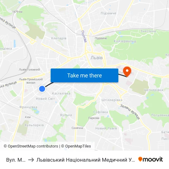 Вул. Мельника to Львівський Національний Медичний Університет Імені Данила Галицького map