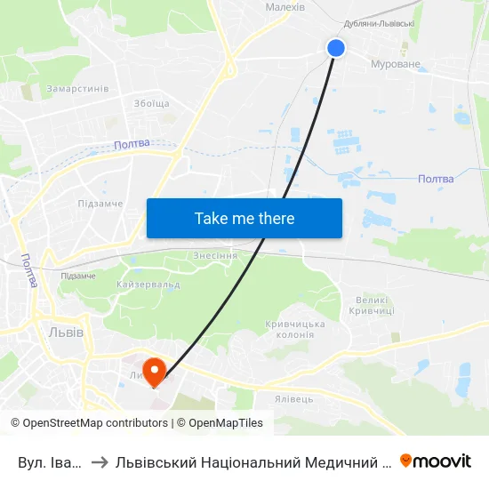 Вул. Івана Франка to Львівський Національний Медичний Університет Імені Данила Галицького map