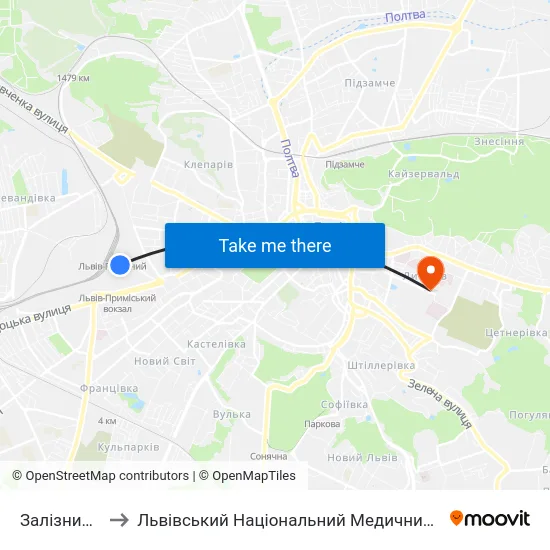 Залізничний Вокзал to Львівський Національний Медичний Університет Імені Данила Галицького map