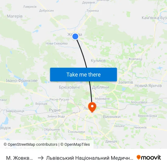 М. Жовква (Автостанція) to Львівський Національний Медичний Університет Імені Данила Галицького map