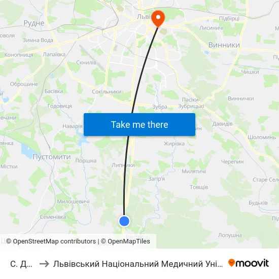 С. Деревач to Львівський Національний Медичний Університет Імені Данила Галицького map