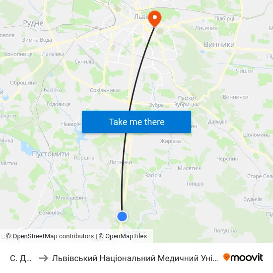 С. Деревач to Львівський Національний Медичний Університет Імені Данила Галицького map