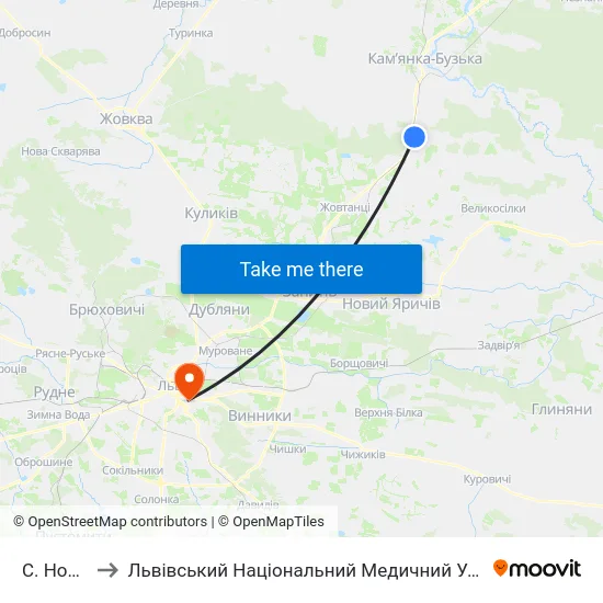 С. Новий Став to Львівський Національний Медичний Університет Імені Данила Галицького map