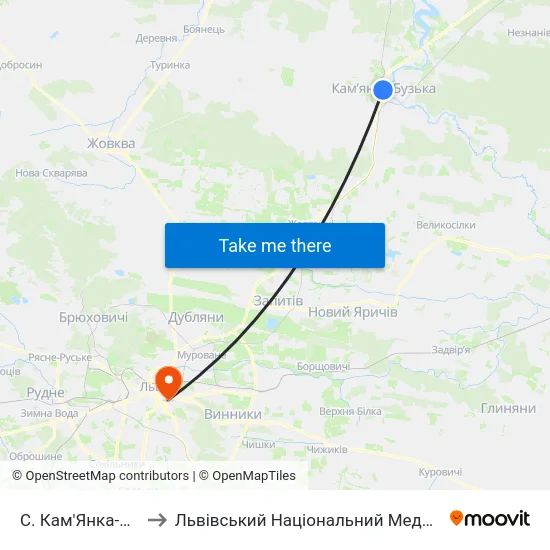 С. Кам'Янка-Бузька (Вул. Хомина) to Львівський Національний Медичний Університет Імені Данила Галицького map