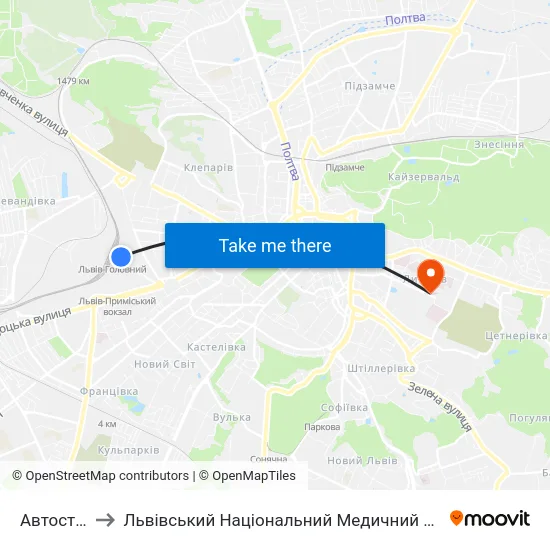 Автостанція №8 to Львівський Національний Медичний Університет Імені Данила Галицького map