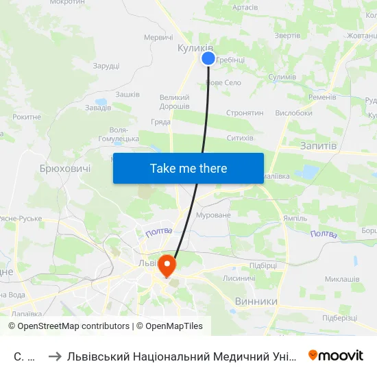 С. Надичі to Львівський Національний Медичний Університет Імені Данила Галицького map