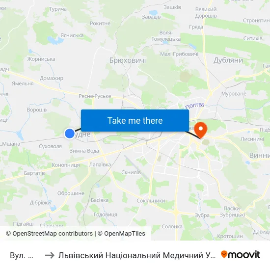 Вул. Шевченка to Львівський Національний Медичний Університет Імені Данила Галицького map