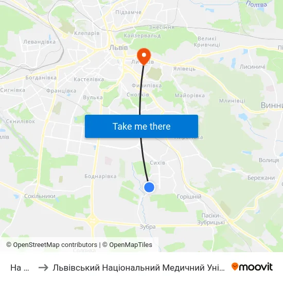 На Вимогу to Львівський Національний Медичний Університет Імені Данила Галицького map
