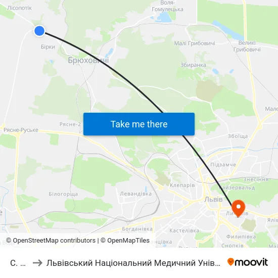 С. Бірки to Львівський Національний Медичний Університет Імені Данила Галицького map
