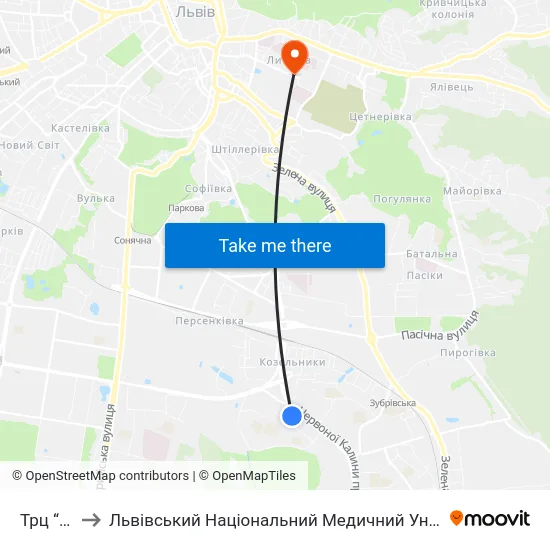 Трц “Шувар” to Львівський Національний Медичний Університет Імені Данила Галицького map
