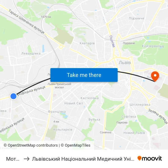 Мотозавод to Львівський Національний Медичний Університет Імені Данила Галицького map