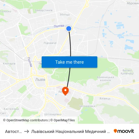Автостанція №2 to Львівський Національний Медичний Університет Імені Данила Галицького map