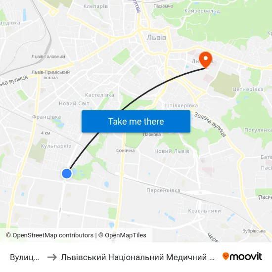 Вулиця Бойчука to Львівський Національний Медичний Університет Імені Данила Галицького map