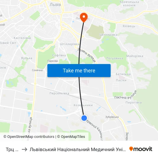 Трц Шувар to Львівський Національний Медичний Університет Імені Данила Галицького map